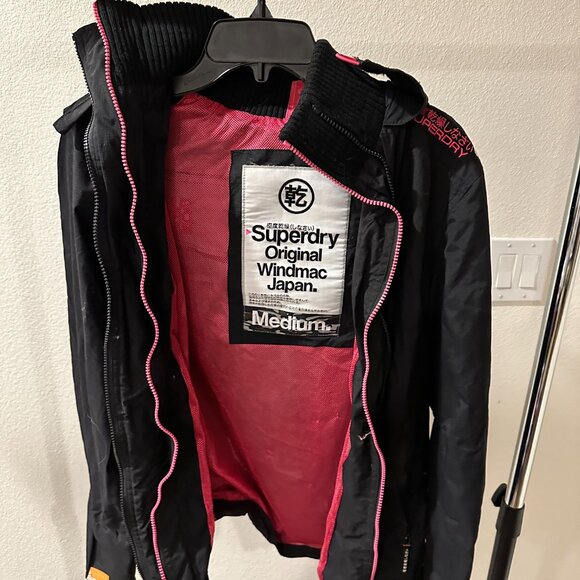 Superdry Black and Pink Windmac Jacket Size M - Picture 10 of 15
